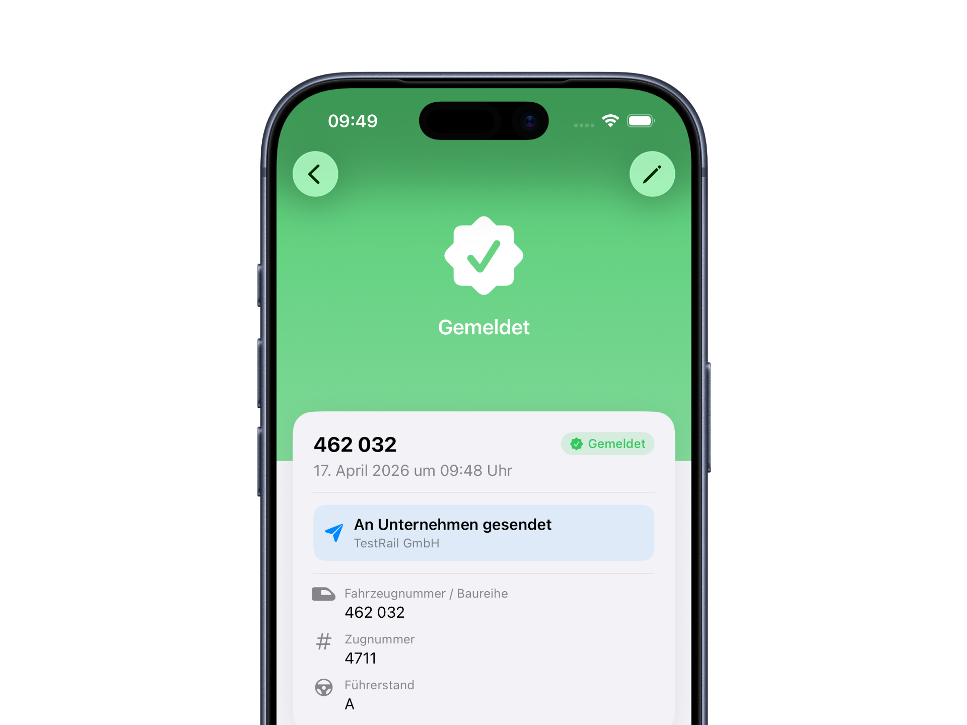 Zwangsbremsungs-Meldeformular